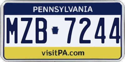 PA license plate MZB7244