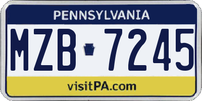 PA license plate MZB7245