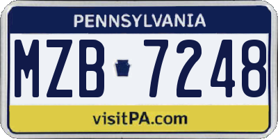 PA license plate MZB7248