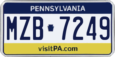 PA license plate MZB7249