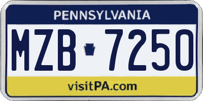PA license plate MZB7250
