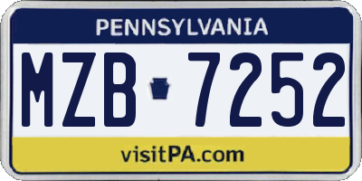 PA license plate MZB7252