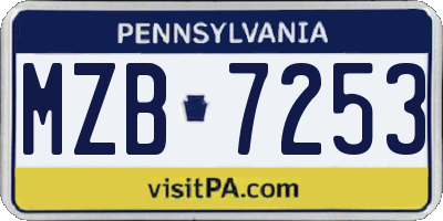 PA license plate MZB7253