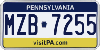 PA license plate MZB7255