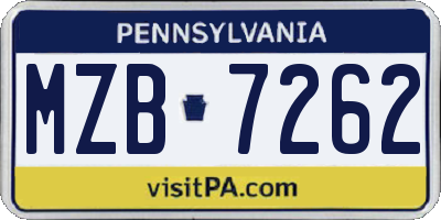 PA license plate MZB7262