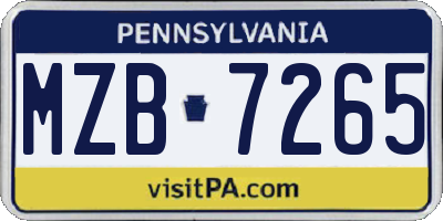 PA license plate MZB7265