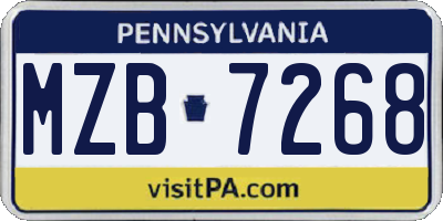 PA license plate MZB7268