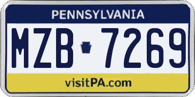 PA license plate MZB7269