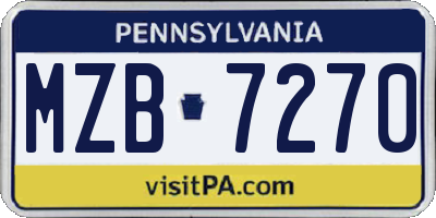 PA license plate MZB7270