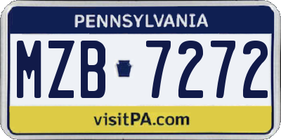 PA license plate MZB7272