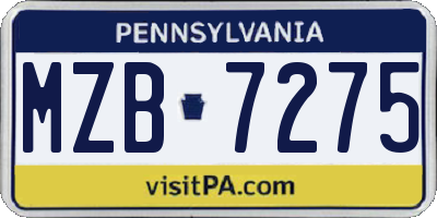 PA license plate MZB7275