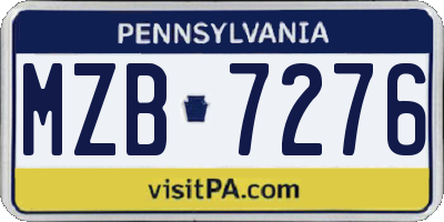 PA license plate MZB7276