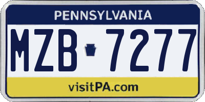 PA license plate MZB7277