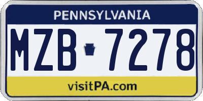 PA license plate MZB7278