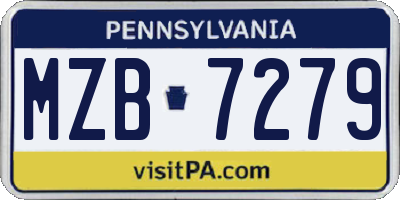 PA license plate MZB7279