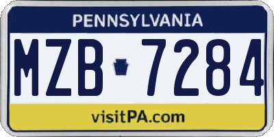 PA license plate MZB7284