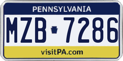 PA license plate MZB7286