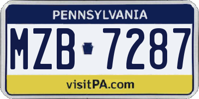 PA license plate MZB7287