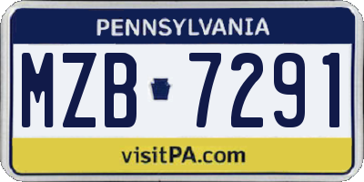 PA license plate MZB7291