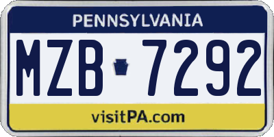 PA license plate MZB7292