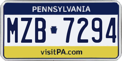 PA license plate MZB7294