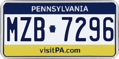 PA license plate MZB7296