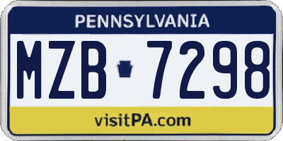PA license plate MZB7298