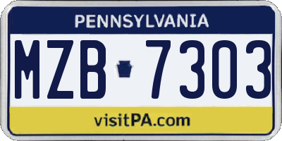 PA license plate MZB7303