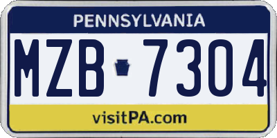 PA license plate MZB7304