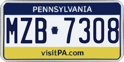 PA license plate MZB7308