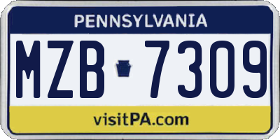 PA license plate MZB7309