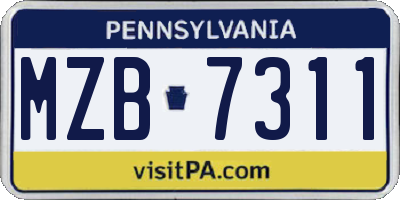 PA license plate MZB7311
