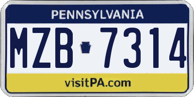 PA license plate MZB7314