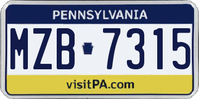 PA license plate MZB7315