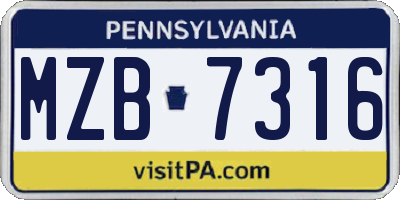 PA license plate MZB7316
