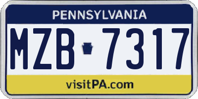 PA license plate MZB7317