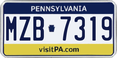 PA license plate MZB7319