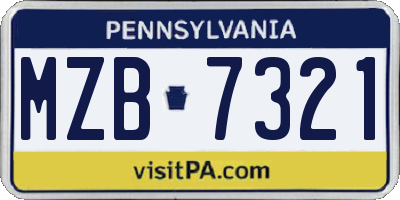 PA license plate MZB7321