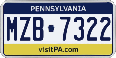 PA license plate MZB7322