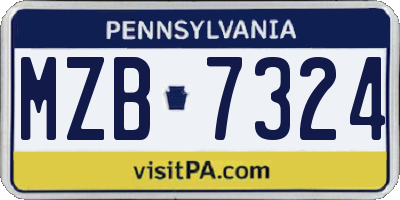 PA license plate MZB7324
