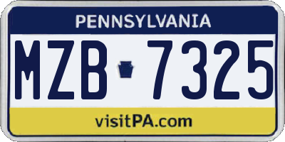 PA license plate MZB7325