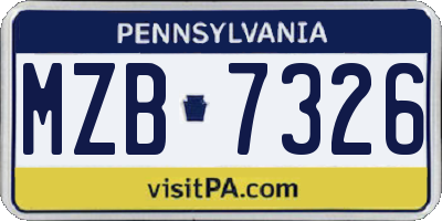 PA license plate MZB7326