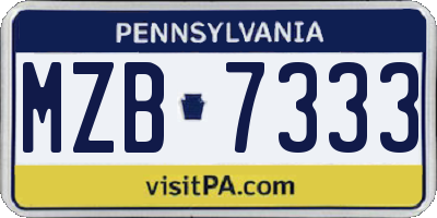 PA license plate MZB7333