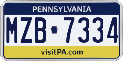 PA license plate MZB7334
