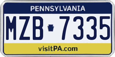 PA license plate MZB7335