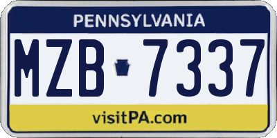 PA license plate MZB7337