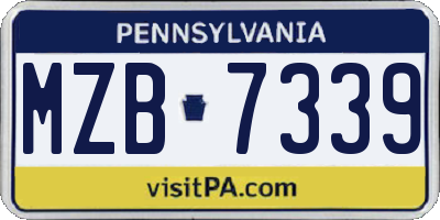 PA license plate MZB7339