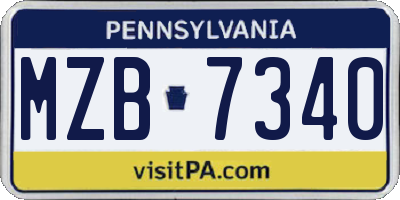 PA license plate MZB7340