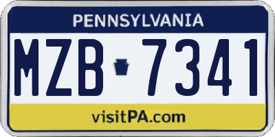 PA license plate MZB7341