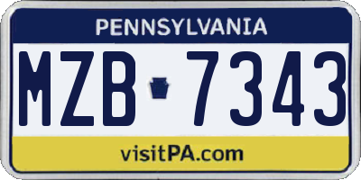 PA license plate MZB7343